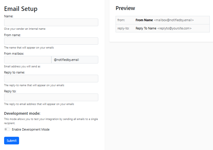 List of sender mailboxes